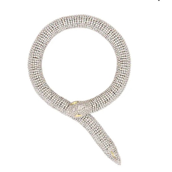 Silver Crystal Snake Serpent Rhinestone Choker Necklace - Picture 9 of 15